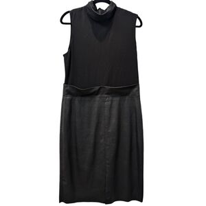 Saks Fifth Avenue Black Faux Leather Dress Size 12